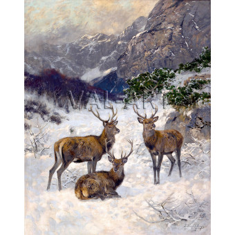 РЕПРОДУКЦИИ НА КАРТИНИ Стадо елени през зимата (1929)